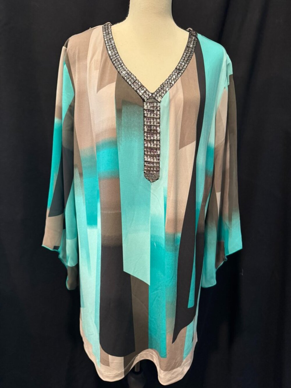 JM Collection Woman Geometric-Print Tunic Top, Size 1X